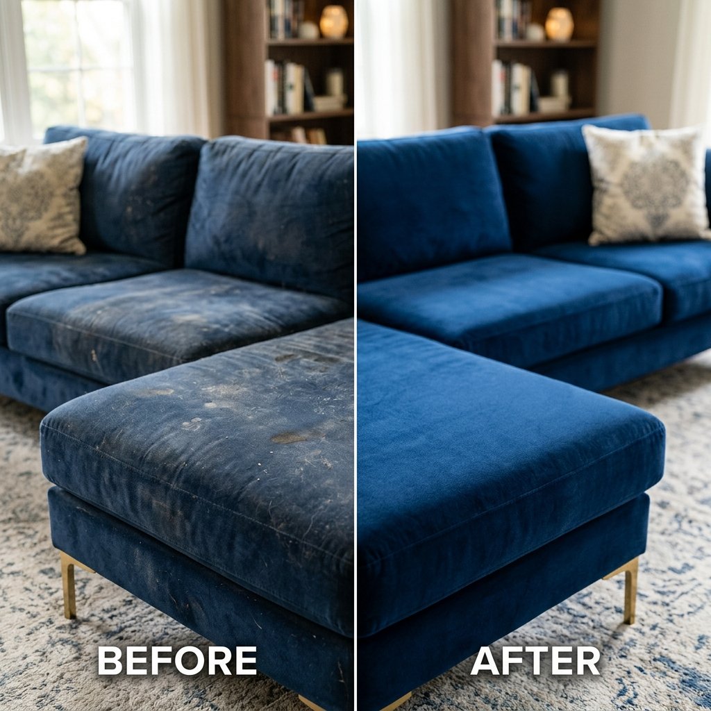 كنب قبل وبعد التنظيف